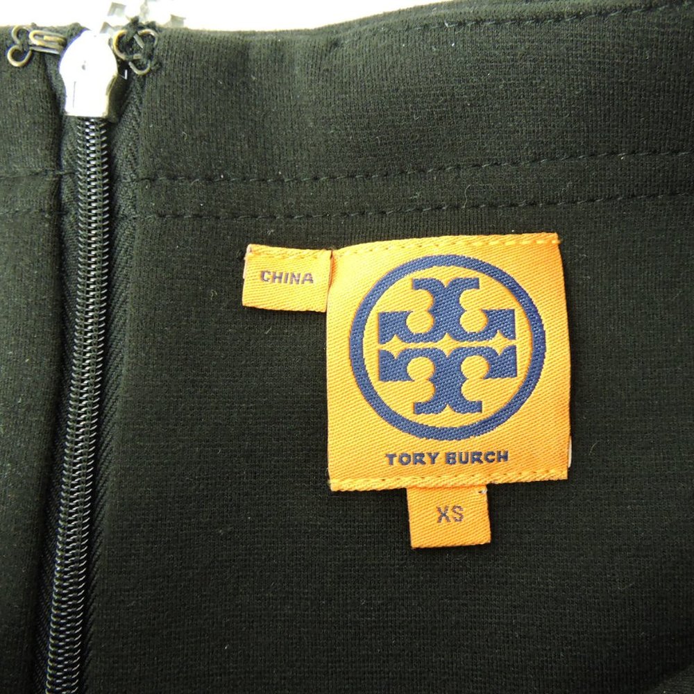 Tory Burch dress XS black turquoise blue embellished logo zip elegant classy - Picture 8 of 10
